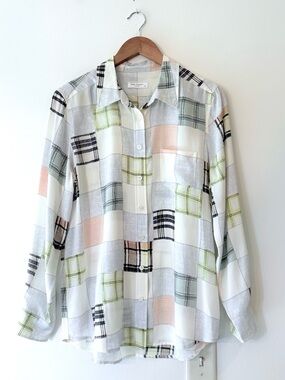 Equipment Luxury Silk Loose Boyfriend Fit Tunic Patchwork Blouse With Pocket